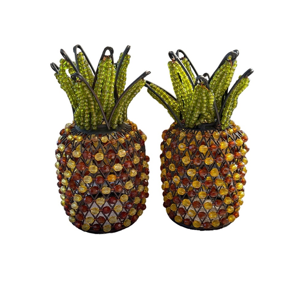 2 Beaded Pineapple candle covers.
